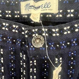 Brand New Madewell Size 10 Embroidered Straight Pants blue and white